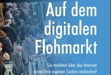 Ausschnitt aus dem Titelblatt der Broschüre mit mehreren Menschen aus der Entfernung gesehen an einem Flohmarktstand