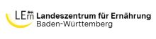 Logo LErn Landeszentrum für Ernährung Baden-Württemberg mit schwarzem Schriftzug, Löwe und geschwungene goldene Sichel